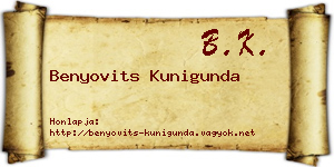 Benyovits Kunigunda névjegykártya